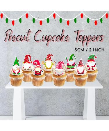 PRECUT Christmas Gnomes Cupcake Toppers Edible Elf Cake Decorations Christmas Elf Decorations Christmas Gnome Cake Topper (12) - Buy Online on GoSupps.com