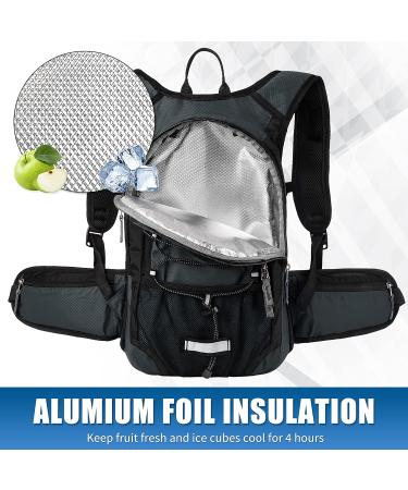 MIRACOL Hydration Backpack with 2L Water Bladder Insulated Water Backpack Perfect Pack for Running Hiking Cycling Camping Charcoal Grey - Buy Online on GoSupps.com