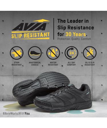 Avia Avi-Union II Non Slip Women's Shoes - Lace Up Comfort Sneakers in Black/Castle Rock - Size 6 (Medium or Wide) - Ideal for Work or Walking - Buy Online on GoSupps.com