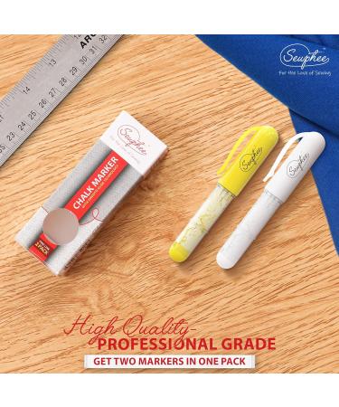 Sewphee Washable Fabric Markers 2-Pack Yellow & White for Sewing - Tailors Chalk Marker Set for Detailed Markup - Sewing Supplies & Accessories - Buy Online on GoSupps.com
