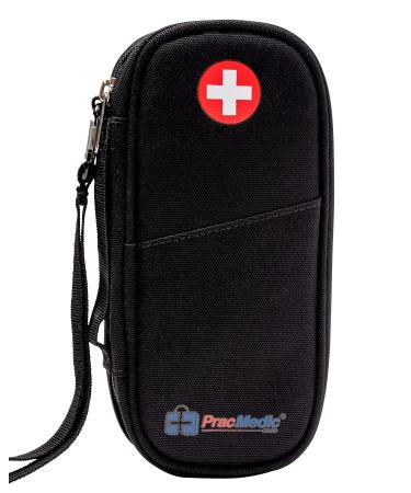 PracMedic Bags Epipen Carry Case- holds Epi Pens Auvi Q Inhaler Epinephrine Allergy Syringe Diabetic Supplies Insulated Medical Pouch Travel Medicine Kit for Essentials and Emergency (Black)