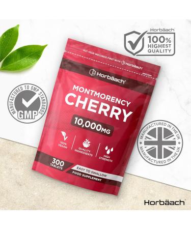 Montmorency Cherry Tablets 10000mg | 300 Tart Cherry Active Pills | 50:1 Tart Cherry Extract Supplement for Men & Women | Vegan | by Horbaach - Buy Online on GoSupps.com