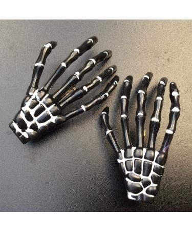 ATST Pair (2) Skeleton Claw Bone Hand Hair Clip (Black)