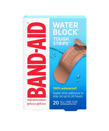 Band-Aid Brand Water Block Waterproof Tough Adhesive Bandages for Minor Cuts and Scrapes, All One Size, 20 Count (Pack of 1) - Buy Online on GoSupps.com