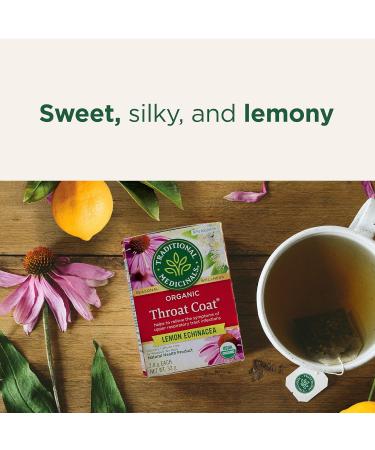 Traditional Medicinals - Organic Throat Coat Lemon Echinacea Herbal Tea (Pack of 6) - Helps Relieve Symptoms of Upper Respiratory Tract Infection - Sustainably Sourced Fair Wild Ingredients - 96 Tea Bags Total Throat Coat Lemon Echinacea 16 Count (Pack of - Buy Online on GoSupps.com