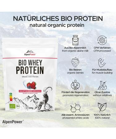 Alpenpower Bio Whey Protein Yoghurt Wildberry 1 kg - 100% Natural No Additives High-Quality CFM Protein from Organic Alpine Milk - Buy Online on GoSupps.com