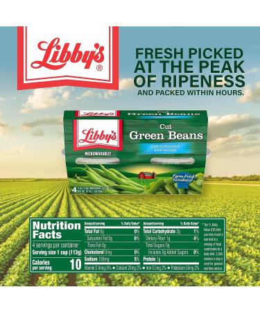 Libby's Cut Green Beans Vegetable Cups - Mild & Subtly Sweet - 24 Cups - Grown & Made in U.S - Buy Online on GoSupps.com