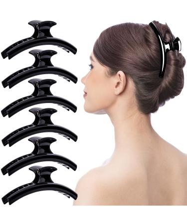 RC ROCHE 6 Pieces Hair Clip Hair Clip Non-Slip Butterfly Firm Grip Large Black Large - 6 Pieces Black