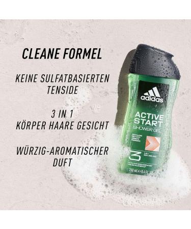 Coty Beauty Germany adidas 3in1 Active Start shower gel for him with aromaticspicy scent 250 ml - Buy Online on GoSupps.com