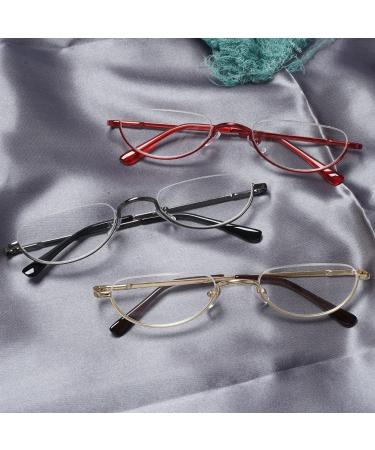 Abetos Half Frame Reading Glasses for Men & Women - Stylish Metal Fashion Light Narrow Design Red 2.0x Lens - Perfect Reading Aid - Buy Online on GoSupps.com