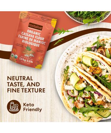 Rootalive Organic Cassava Flour 1.5kg Certified Organic Vegetarian Gluten-Free Natural - Buy Online on GoSupps.com