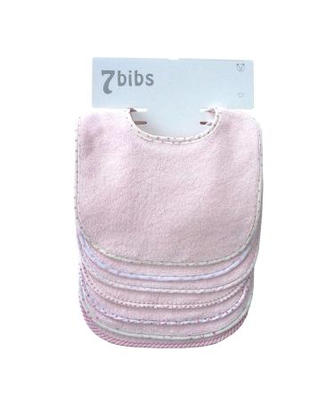 Baby's Double Layer of Cotton Soft Absorbent Drooling Bibs (7 Pieces) (Pink-Waterproof)