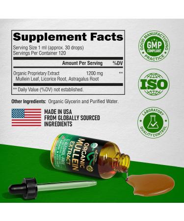 NUTRAHARMONY Mullein Drops for Lungs Organic Mullein Extract - 4 Fl Oz. - Buy Online on GoSupps.com