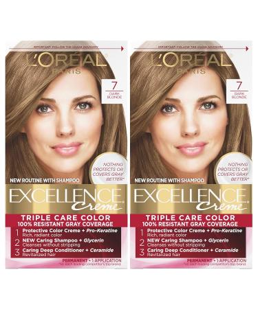 L’Oréal Paris Excellence Creme Permanent Hair Color - 7 Dark Blonde - Pack of 2