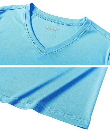 MAGCOMSEN Women's Short Sleeve V-Neck T-Shirt UPF 50+ Sun Protection Waterfall Blue XL - Buy Online on GoSupps.com