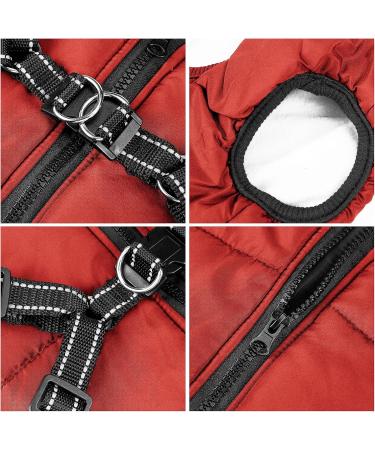 Winter Dog Jackets - Windproof & Waterproof 2-in-1 Coat for Small Dogs | Warm Red Vest & Harness - Buy Online on GoSupps.com
