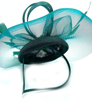 Ladies Dark Green Feather Fascinator Clip/Headband Weddings Races Royal Ascot Hair Piece - Buy Online on GoSupps.com