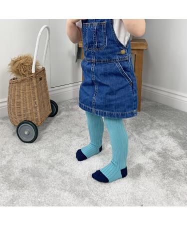 Non-Slip Ribbed Baby & Toddler Girls Tights - Cozy Winter Warm Anti-Skid Tights | 0-6 Months Aqua - Buy Online on GoSupps.com