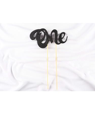1st First Birthday Cake Topper Decoration ((Black) - One - with Double Sided Glitter Stock) - Buy Online on GoSupps.com