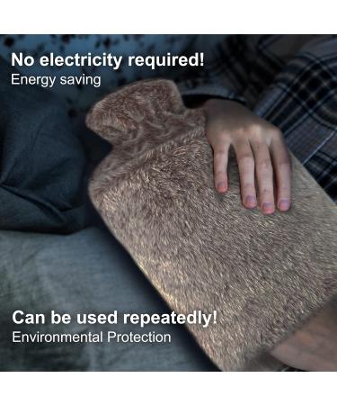 Obqo 2L Hot Water Bottle with Cosy Fluffy Cover - Natural Rubber Hot Water Bag for Sleep, Feet Warmer - Pink Hand-in Cover, Perfect Gift for Women & Kids - Buy Online on GoSupps.com