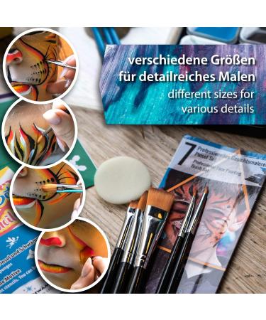 Tritart Children's Makeup Brush Set - 7-Piece Face Painting Kit for Mardi Gras Halloween and Theater - Buy Online on GoSupps.com