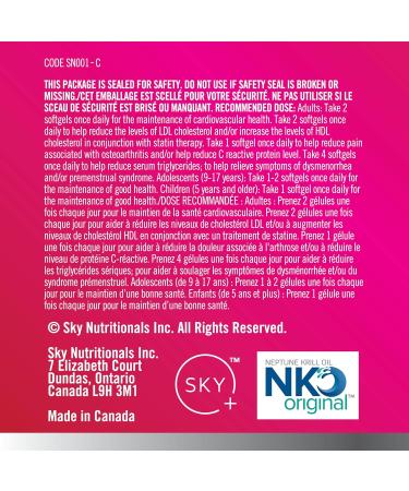 Sky Nutritionals NKO Krill Oil Softgels Omega-3 Supplement 500 mg Antarctic Krill 60 Count (3 Pack) - Buy Online on GoSupps.com