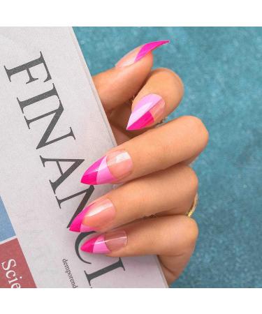 Sethexy Pink French False Fingernails - 24 Glossy Acrylic Nail Tips for Women & Girls | Perfect Press-On Nail Art - Buy Online on GoSupps.com