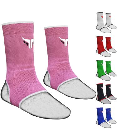 Mytra Muay Thai Ankle Support Kickboxing Ankle Sprain Injury Pain Relief Elasticated Braces (Pink L/XL) Pink L/XL