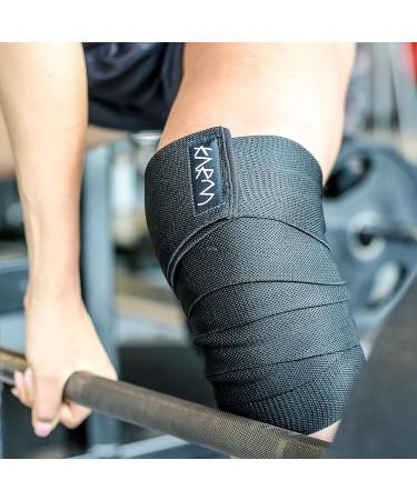 KARM Knee Wraps for Weightlifting (Pair) with Bag - Knee Strap Bands for Squatting, Crossfit, Gym - Powerlifting Support for Men and Women (78 inches, Black) - Buy Online on GoSupps.com
