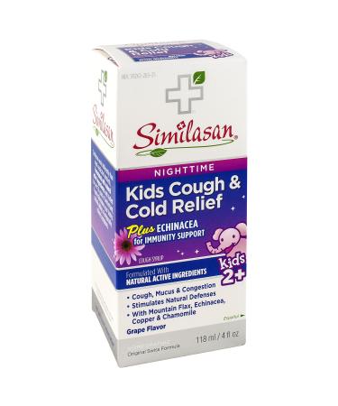 Similasan Kids Nighttime Cough & Cold Relief Plus Echinacea for Immunity Support 4 Ounce, for Cough and Cold Relief in Children Ages 2 and Up, Formulated with Natural Active Ingredients Nightime Cold & Cough