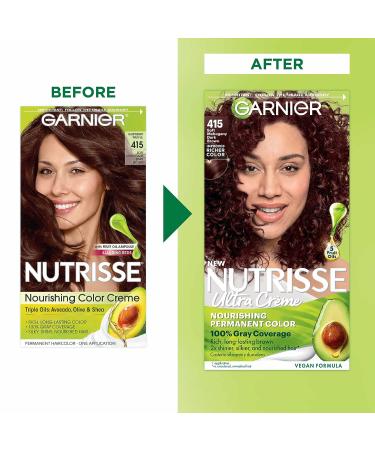 Garnier Nutrisse 415 Soft Mahogany Brown Hair Dye - Permanent Color with Nourishing Creme Formula - Buy Online on GoSupps.com