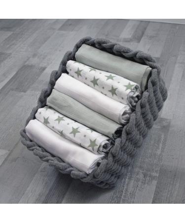 MuslinZ 6pk Baby Muslin Squares - Soft & Absorbent 100% Cotton Burp Cloth - Newborn Essential - 70x70cm - Grey Star - Buy Online on GoSupps.com