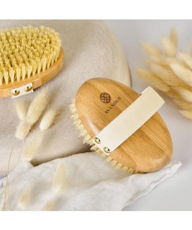 Avanour Vegan Dry Brush Set | Plastic-Free Body Brush with Natural Bristles | Gift Box & Velvet Travel Bag | Includes Dry Brush Guide - Buy Online on GoSupps.com