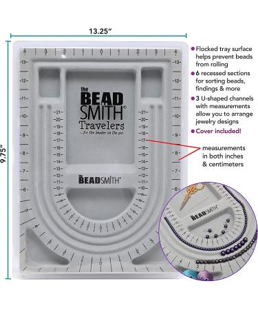Grey Flocked Bead Board by The Beadsmith | 3 U-Shaped Channels, 6 Compartments | 9.75 x 13.25 inches | Design Board for Jewelry Making - Buy Online on GoSupps.com