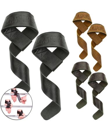 C.P.Sports premium tensile aid leather for fitness bodybuilding and strength training - for women and men - 2 years of guarantee black