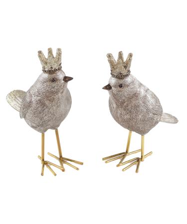 Crowned Royal Bird Figurines - Set of 2