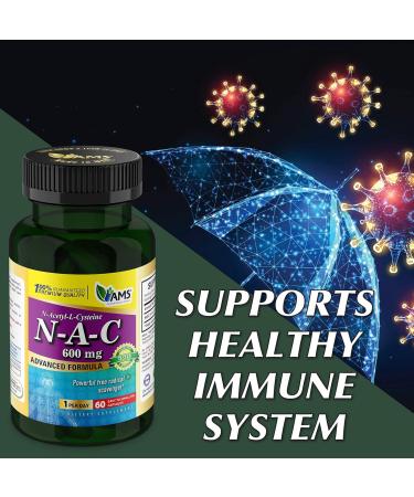 America Medic & Science NAC 600mg - Lung Health & Immune Support Supplement | N-Acetyl-Cysteine Antioxidant | 60 Capsules - Buy Online on GoSupps.com
