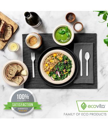 Ecovita Ivory White 100% Compostable Forks - 140 Large Disposable Utensils (7 in.) Eco Friendly, Durable, and Heat Resistant - Plastic Forks Alternative with Tray - Buy Online on GoSupps.com