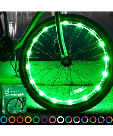 Brightz WheelBrightz LED Bike Wheel Light  Pack of 1 Tire Light Bike Wheel Lights Front and Back for Night Riding  Battery Powered Bike Lights - Bicycle LED Spoke Light Decoration Accessories Green