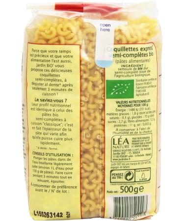 Jardin BiO tic - Semi-complete express pasta shells - organic - Salty - AB certified - 500g bag - Buy Online on GoSupps.com