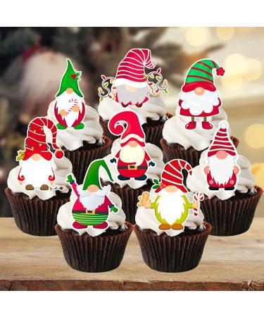 PRECUT Christmas Gnomes Cupcake Toppers Edible Elf Cake Decorations Christmas Elf Decorations Christmas Gnome Cake Topper (12) - Buy Online on GoSupps.com