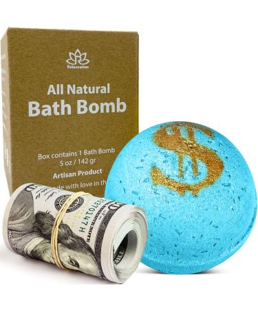 Bath Bomb with Real Money Inside Cash "Luxury Life" with Cash Money Inside Up to $100 in Each One Large Mystery Surprise Gift- "BE Delicious Blossom" Fragrance for Women All-Natural Ingredients