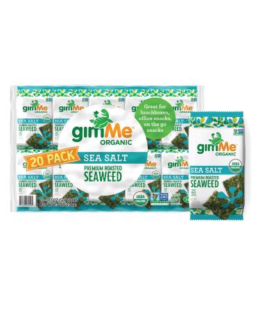 gimMe Organic Roasted Seaweed Sheets - Sea Salt - 20 Count - Keto Vegan Gluten Free - Great Source of Iodine and Omega 3’s - Healthy On-The-Go Snack for Kids & Adults