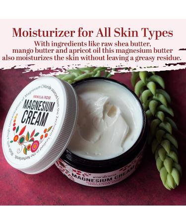 Organic Magnesium Good Night Cream for Muscle Tension Relief | Safe for Pregnancy & Kids | Vegan, Natural Ingredients | (Vanilla Rose) - Buy Online on GoSupps.com