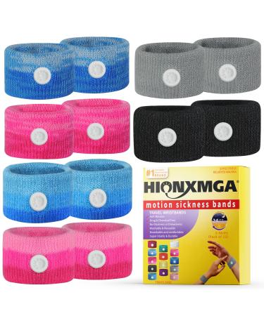 HIONXMGA Motion Sickness Bands/Acupressure Nausea Wristband for Nausea Sea Sickness Wristbands for Natural Relief of Morning Sickness Motion Sickness(Car Sea Flying Travel Sickness) 6cc-box 6 Pair (Pack of 1)