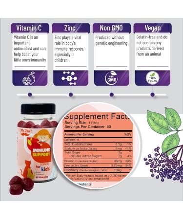 Mr. Pen Elderberry Vitamin C Zinc Gummies for Kids - 60 Count | Immune Support for 4+ Years - Non-GMO, Vegan, Gluten-Free - Buy Online on GoSupps.com