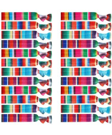 24 Pcs Mexican Hair Ties Fiesta Hair Ties Ribbon Hair Ties Mexican Headbands for Women Ponytail No Crease Elastic Hair Ties Mexican Hair Ribbons for Girls Mexican Cinco De Mayo Hair Accessories