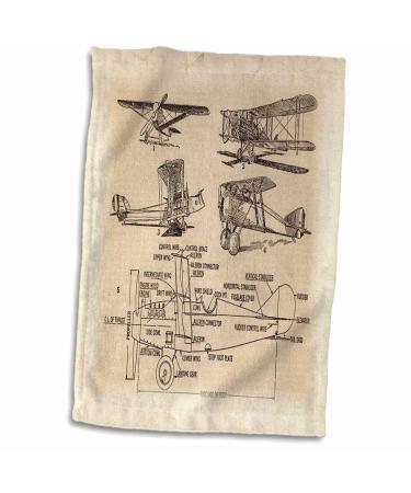 3D Rose Early 1900s Sketch of Airplanes TWL_62138_1 Towel  15 x 22 White 15 x 22