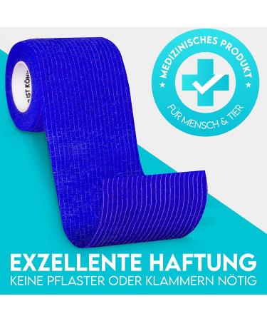 Hund ist K nig Self-Adhesive Elastic Bandage 12x4.7m - Versatile Adhesive Bandage for Humans & Animals | 12 Rolls (5cm x 4.7m) - Blue - Buy Online on GoSupps.com