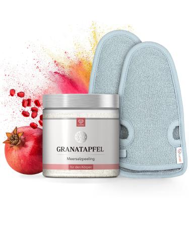Lowell body peeling set with peeling glove - skin peeling 500g hammam peeling glove for body and face - body scrub - pomegranate pomegranate gray/gray